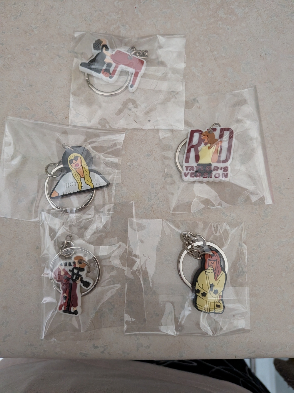 New Set Of 5 Taylor Swift Keychains/Charms For Bags And Keys